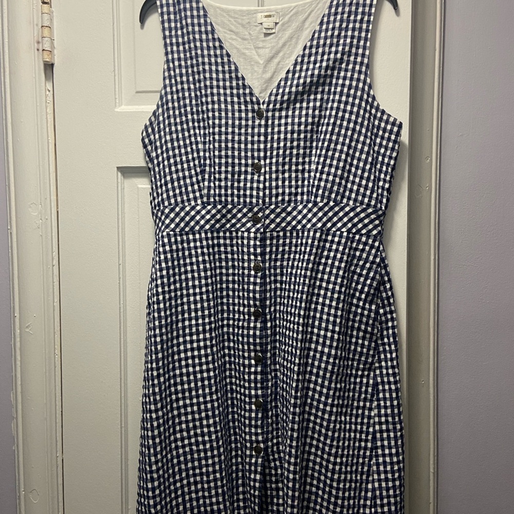 JCrew navy and white gingham dress